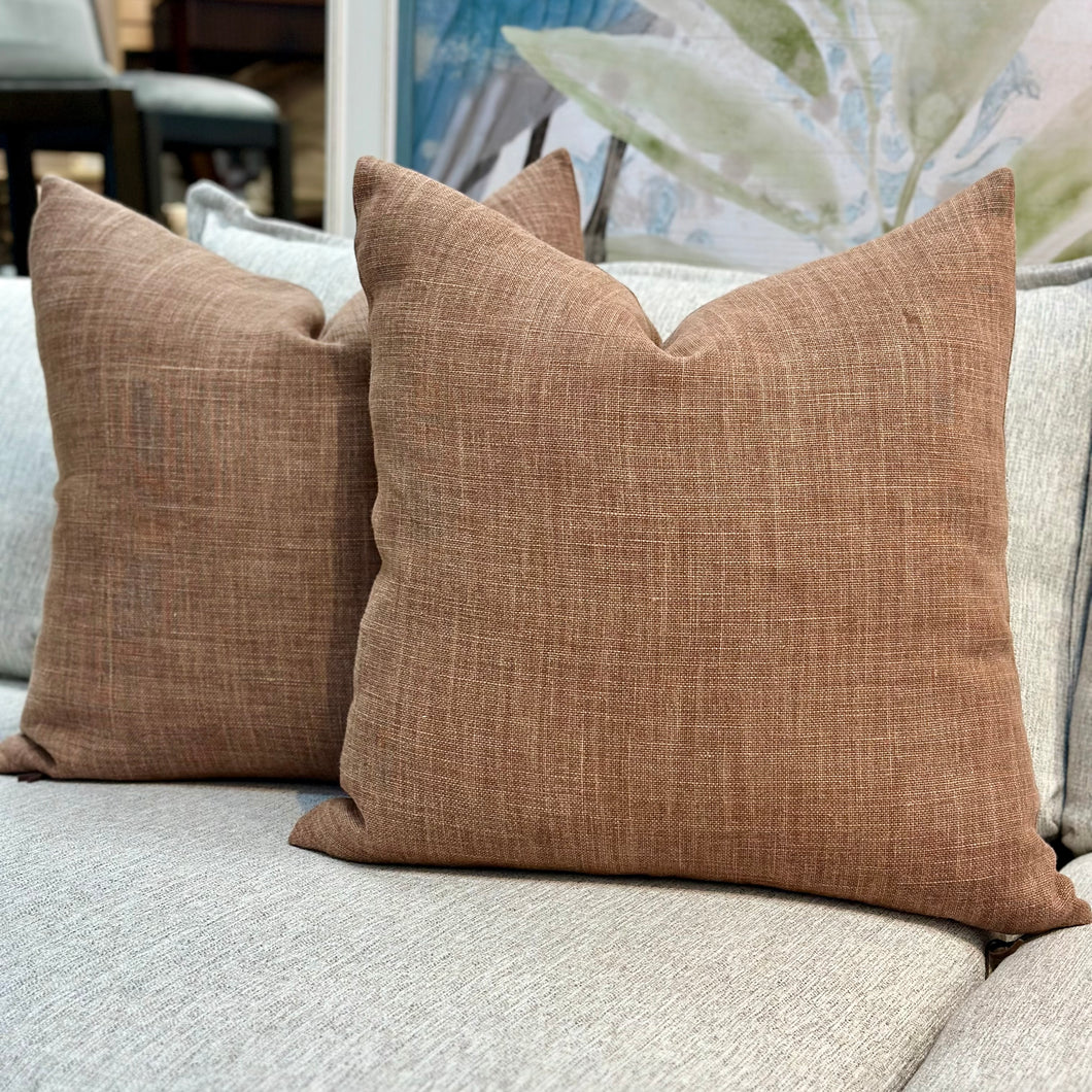 PB Light Rust Linen & Down Pillow