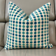 Load image into Gallery viewer, Ivory &amp; Turquoise Down Pillow
