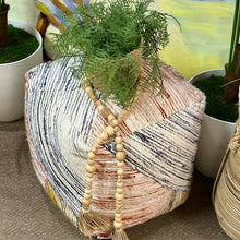 Load image into Gallery viewer, Blue/Orange Stitched Pouf
