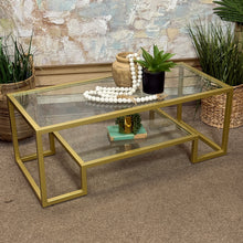 Load image into Gallery viewer, Gold/Glass Coffee Table
