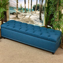 Load image into Gallery viewer, Navy Tufted Storage Bench

