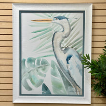 Load image into Gallery viewer, Heron w/ Palms &amp; Blue Mat Giclee
