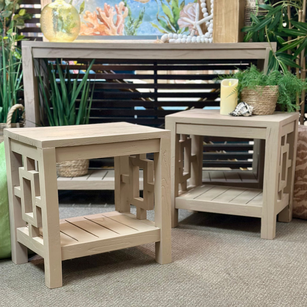 Geometric Wood Side Table