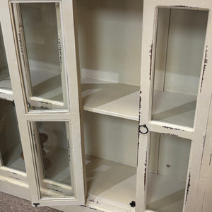 Ivory Distressed Glass DR Cabinet