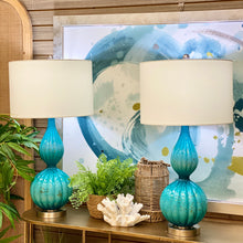 Load image into Gallery viewer, Aqua &amp; Gold Fluted Lamp
