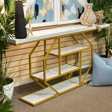 Load image into Gallery viewer, Gold Marble-Look Console

