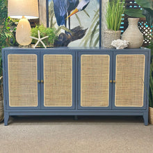 Load image into Gallery viewer, Blue &amp; Raffia 4DR Cabinet
