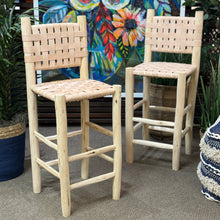 Load image into Gallery viewer, Set/2 Woven Leather Counter Stools
