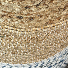 Load image into Gallery viewer, Round Jute &amp; Denim Pouf
