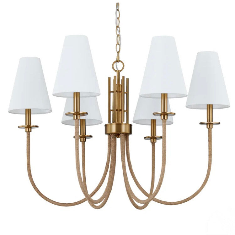 6 Light Rattan Chandelier