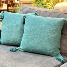 Load image into Gallery viewer, Teal Pom Pillow
