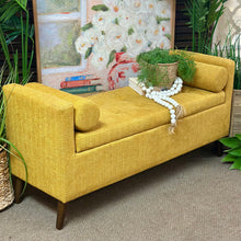 Load image into Gallery viewer, Mustard Storage Bench
