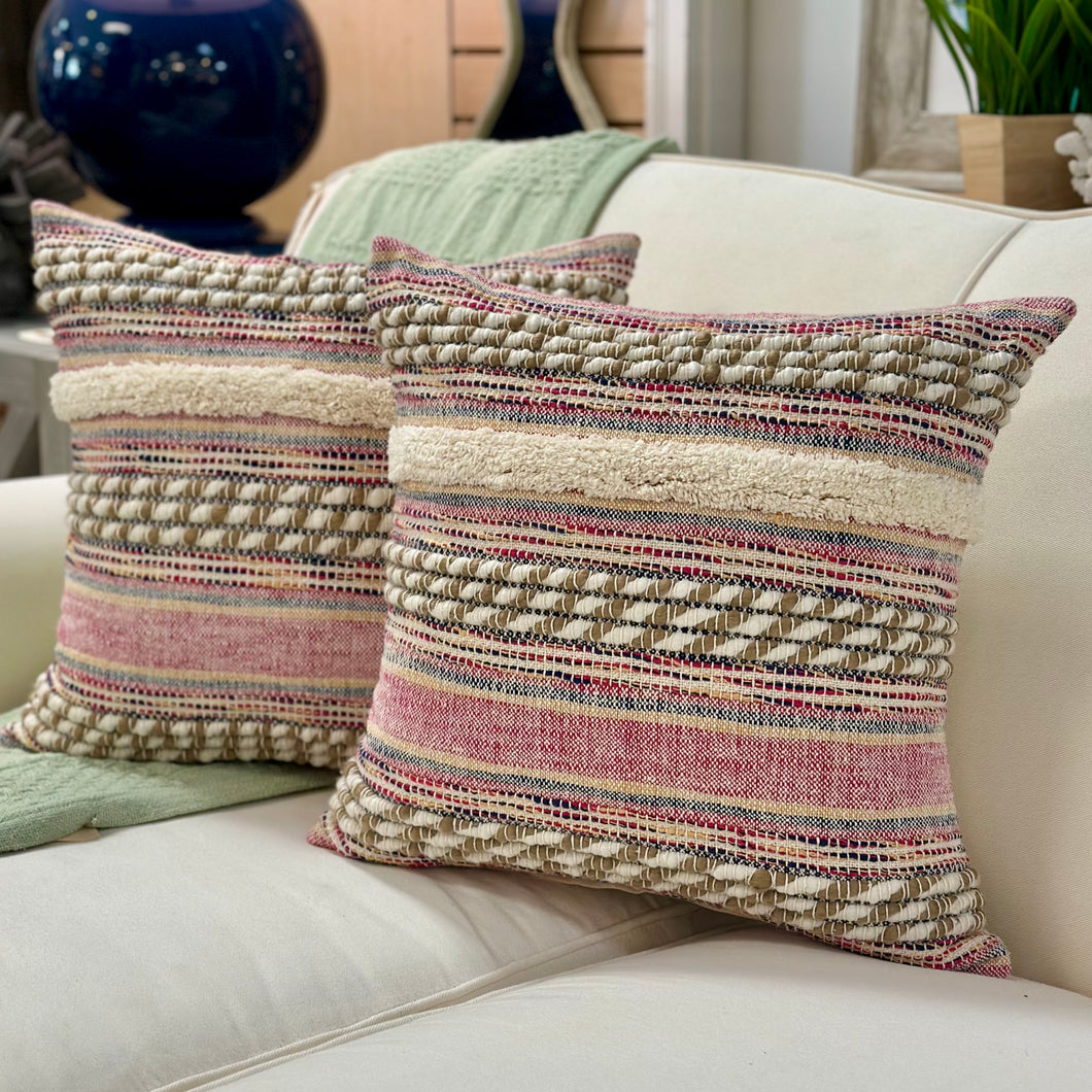Pink/Tan Textured Pillow