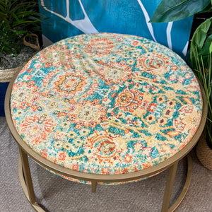 Multicolored Round Ottoman