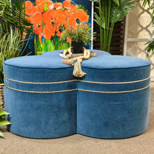 Load image into Gallery viewer, Royal Blue Clover Ottoman
