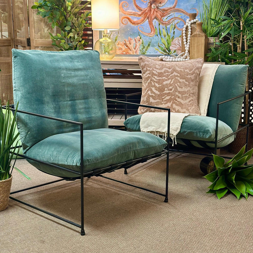 Black Iron Green Chair