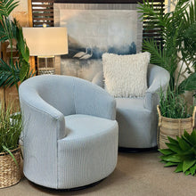 Load image into Gallery viewer, Blue Pinstripe Swivel Glider
