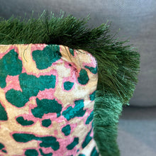 Load image into Gallery viewer, Pink/Green Leopard Fringe Pillow
