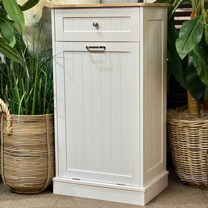 White Cabinet w/ Waste Can Storage