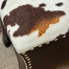 Load image into Gallery viewer, Cow Print Nailhead Stool
