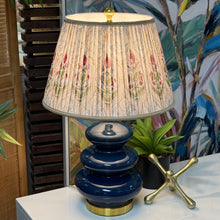 Load image into Gallery viewer, Navy Lamp W/Floral Shade
