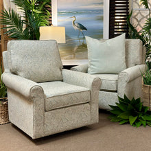 Load image into Gallery viewer, Pale Aqua Patterned Swivel Glider
