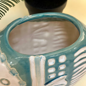Teal Fish Vase