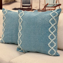 Load image into Gallery viewer, Blue Trellis Canvas Pillow
