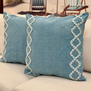Blue Trellis Canvas Pillow