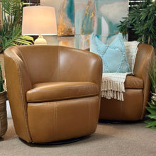 Load image into Gallery viewer, Camel Vegan Leather Swivel Chair
