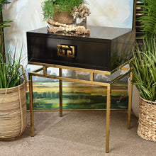 Load image into Gallery viewer, Black &amp; Gold Nightstand
