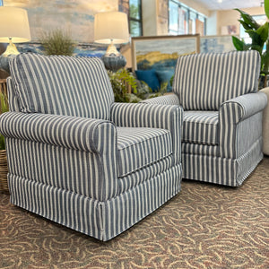 Blue Striped Swivel Chair