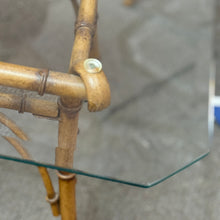 Load image into Gallery viewer, Bamboo Look Glass Top Side Table
