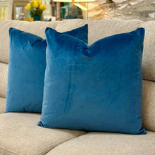 Load image into Gallery viewer, Navy Velvet Designer Down Pillow
