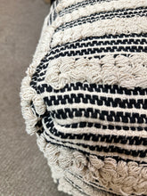 Load image into Gallery viewer, Beige Fringe &amp; Black Pouf
