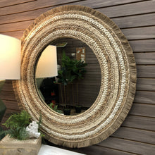 Load image into Gallery viewer, Two-Toned Natural Woven Mirror W/Fringe
