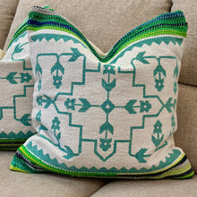 Load image into Gallery viewer, Green Aztec Down Pillow
