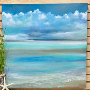 Turquoise Cloudy Landscape Art