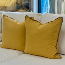 Load image into Gallery viewer, Yellow Down Pillow w/ Jute Trim
