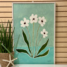 Load image into Gallery viewer, Aqua/White Flowers I Art

