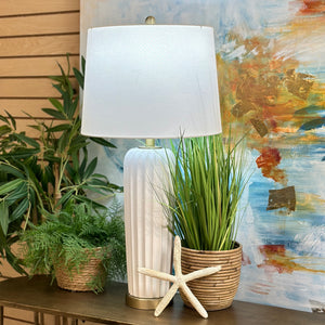 White Ribbed Lamp