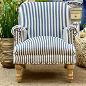 Blue/White Striped Accent Chair