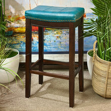 Load image into Gallery viewer, Teal Saddle Barstool
