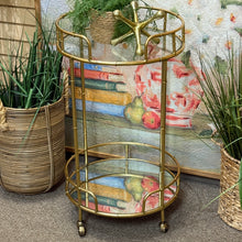 Load image into Gallery viewer, Gold Faux Bamboo Bar Cart
