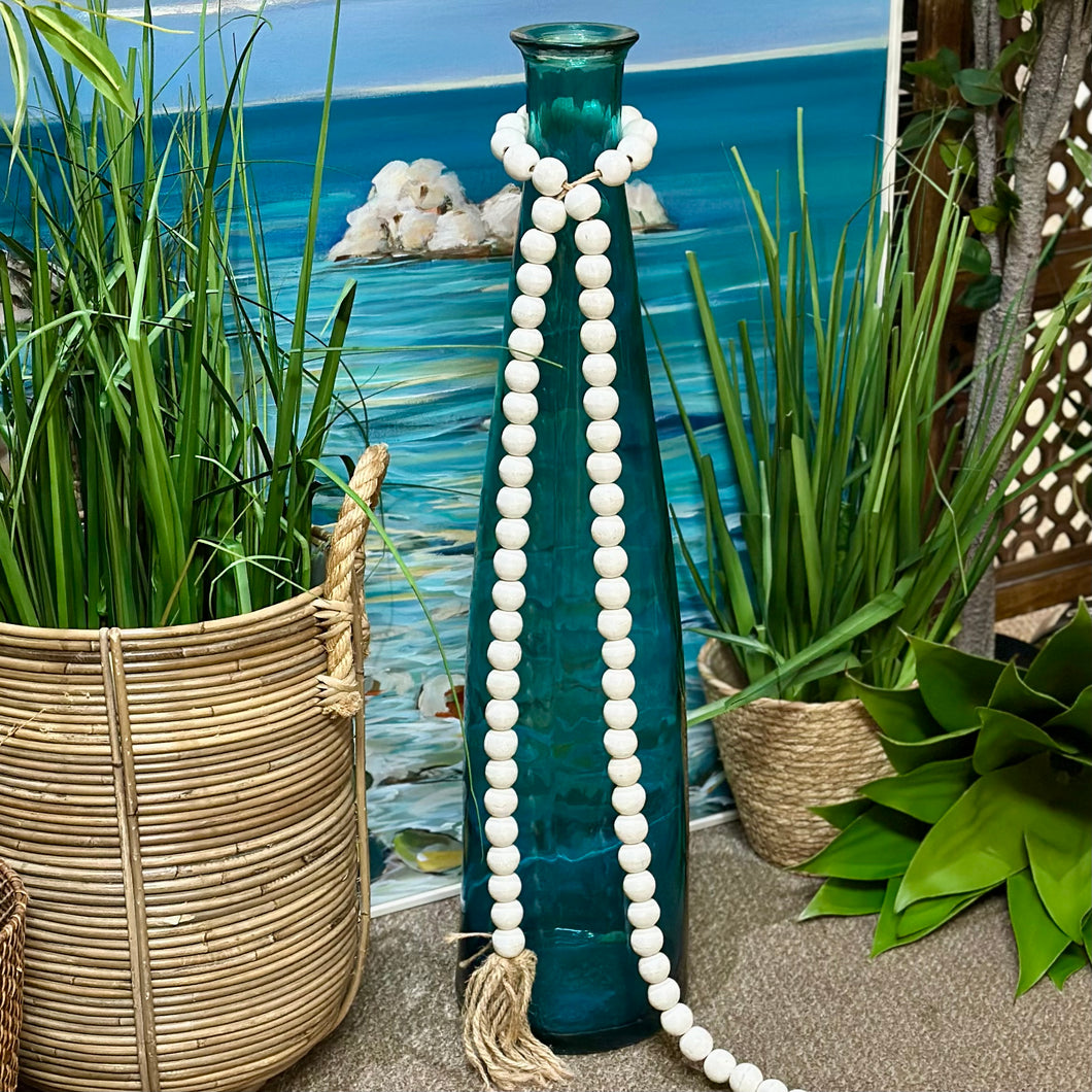 Tall Teal Glass Vase