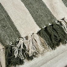 Load image into Gallery viewer, Natural &amp; Green Striped Throw
