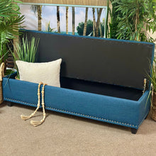 Load image into Gallery viewer, Navy Tufted Storage Bench
