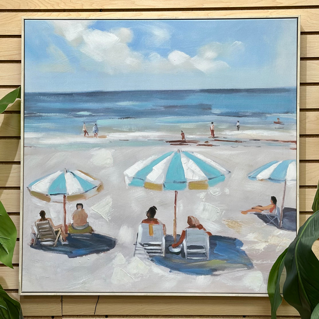 Blue Umbrellas On Beach I