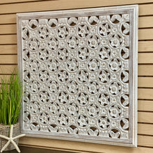 Load image into Gallery viewer, Wooden Distressed White Floral Art
