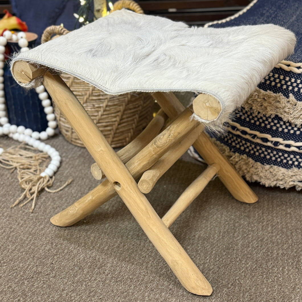 Cowhide Folding Stool
